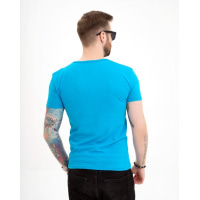 Голубая футболка из хлопка с принтом