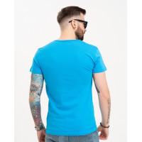 Светло-синяя однотонная футболка из трикотажа