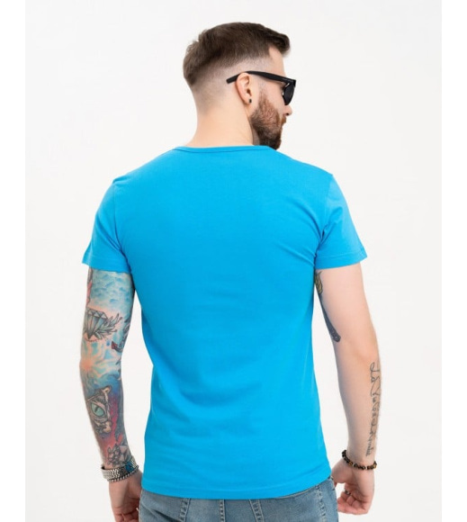 Світло-синя однотонна футболка із трикотажу