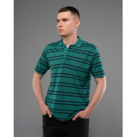 Зеленая полосатая футболка поло