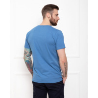 Синяя трикотажная футболка с объемным принтом