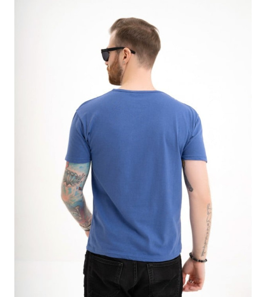 Синяя принтованная футболка из тонкого хлопка