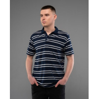 Темно-синяя полосатая футболка поло