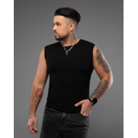 Черная эластичная футболка-безрукавка