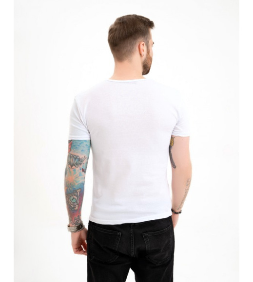 Біла футболка з тонкої бавовни з принтом