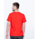 Красная тонкая трикотажная футболка с ярким принтом