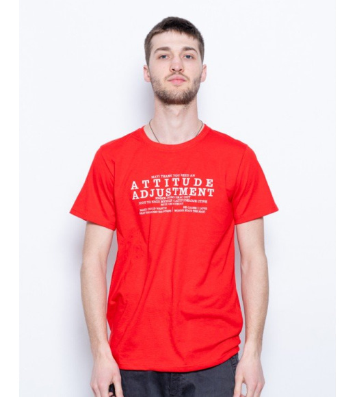 Красная трикотажная принтованная футболка