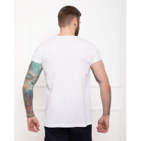 Белая трикотажная футболка с объемным принтом