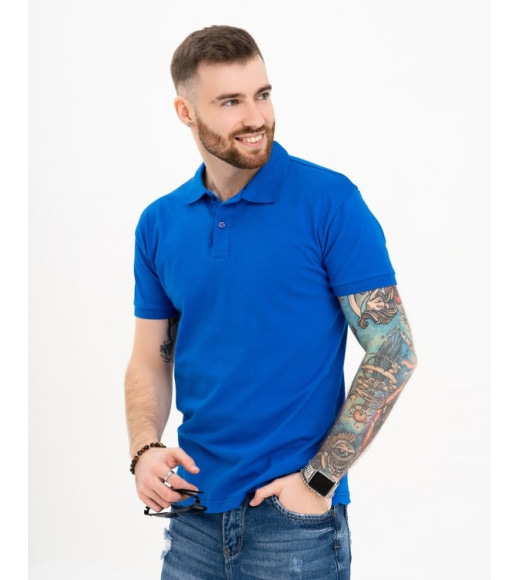 Синя яскрава бавовна футболка-поло