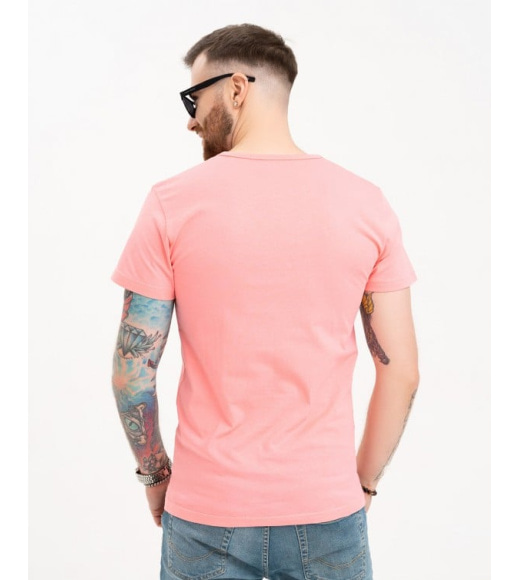 Рожева однотонна футболка з трикотажу