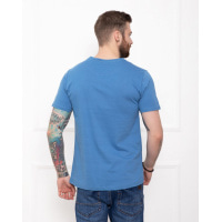 Синяя хлопковая футболка с надписями