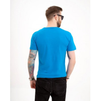Голубая хлопковая футболка с монохромным принтом