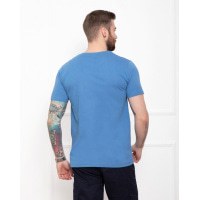 Синяя трикотажная футболка с лаконичной надписью