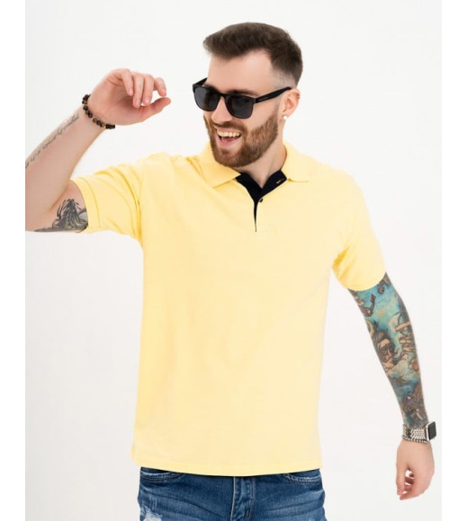Желтая коттоновая футболка-поло