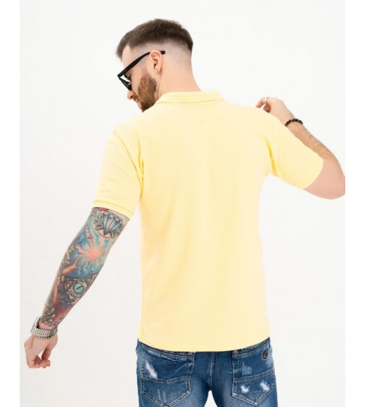 Желтая коттоновая футболка-поло