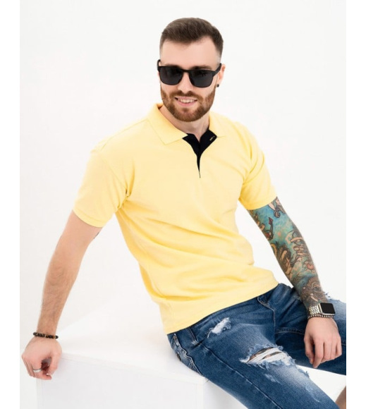 Жовта бавовняна футболка-поло