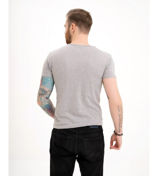Сіра футболка з тонкої бавовни з написами
