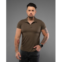 Коричневая однотонная футболка поло