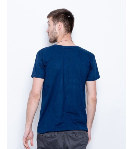 Темно-синяя повседневная тонкая футболка из трикотажа