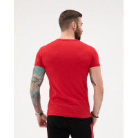 Красная хлопковая футболка с крупным принтом