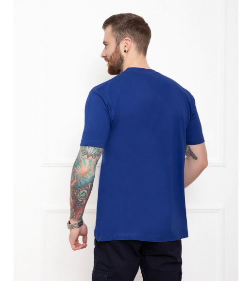 Синяя однотонная футболка из трикотажа