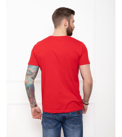 Червона бавовняна принтована футболка