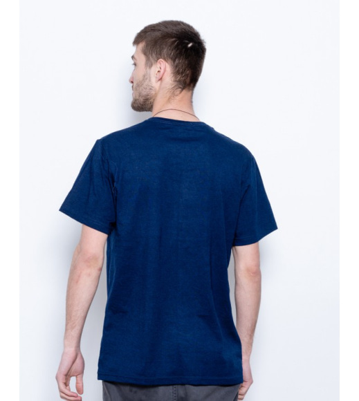 Темно-синяя трикотажная принтованная футболка