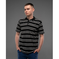 Черная полосатая футболка поло
