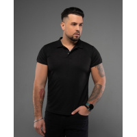 Черная однотонная футболка поло