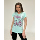 Мятная трикотажная футболка с велосипедом