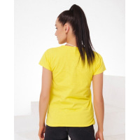 Жовта бавовняна футболка з написами
