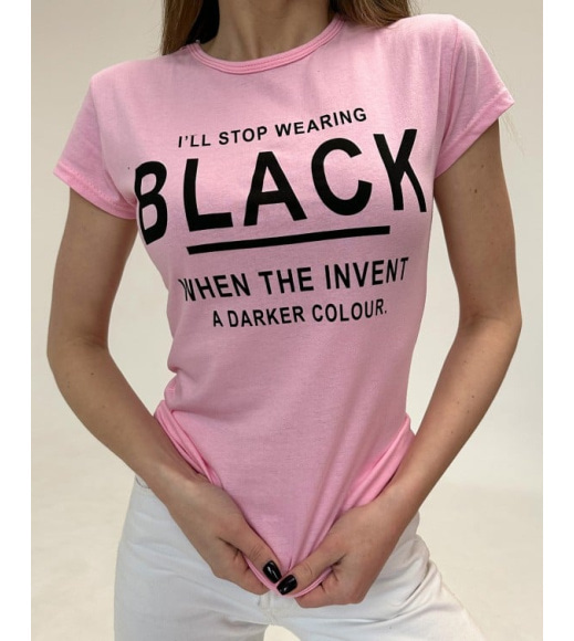 Рожева бавовняна футболка з написом