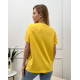 Желтая оверсайз футболка с нашивками