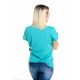 Бірюзова футболка з короткими рукавами і великою вишивкою паєтками з совою