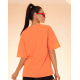 Персиковая трикотажная футболка в стиле оверсайз с принтом
