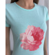 Бірюзова бавовняна футболка з квітковим малюнком