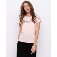 Розовая хлопковая футболка с блестящей надписью