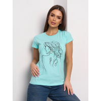 Хлопковая мятная футболка с рисунком