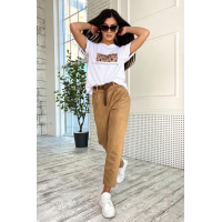 Белая с кофейным принтом женская футболка Seventeen 1713.4583