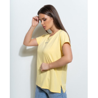 Жовта вільна футболка-кімоно з написом