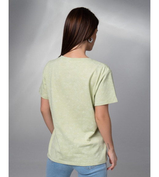 Салатовая свободная винтажная футболка с надписью