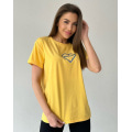 Жовта оверсайз футболка з вишитим серцем
