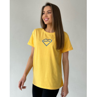 Жовта оверсайз футболка з вишитим серцем