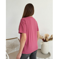 Темно-рожева вільна трикотажна футболка з принтом