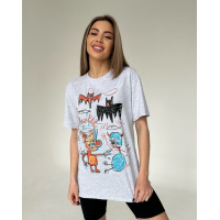 Серая футболка оверсайз с цветным принтом