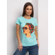 Мятная хлопковая футболка с ярким рисунком