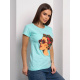 Мятная хлопковая футболка с ярким рисунком