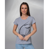 Серая хлопковая футболка с силуэтным рисунком