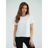 Белая хлопковая футболка с карманом