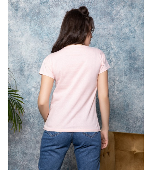 Рожева бавовняна футболка з написом